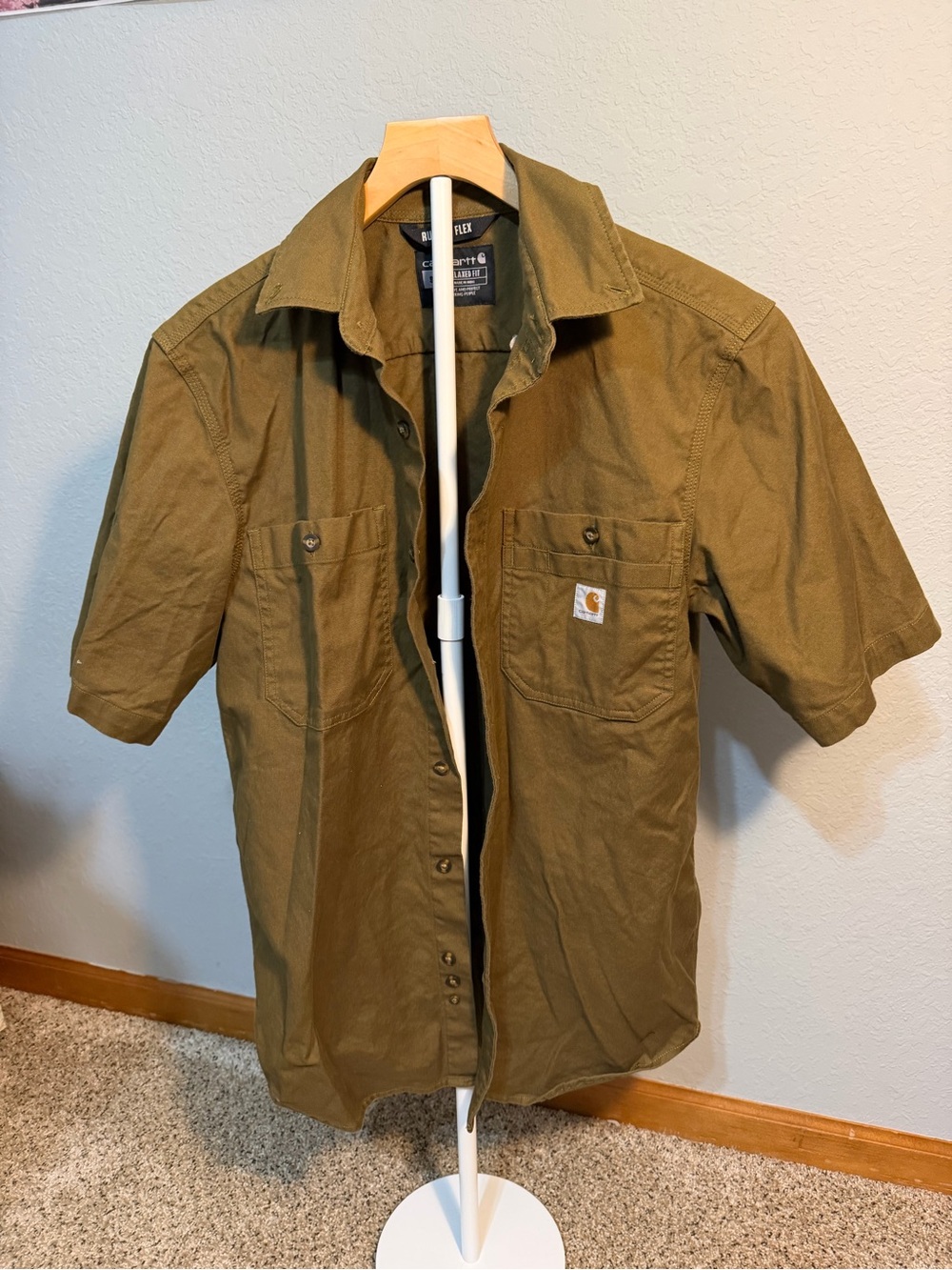 Carhartt Olive Green Short Sleeve Work Shirt